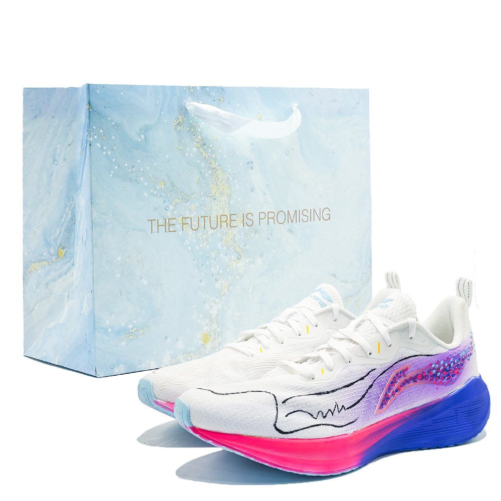 LiNing Wuyue Cushioning Abrasion Resistant Breathable Low Top Casual Running Shoes Men's White Pink Blue