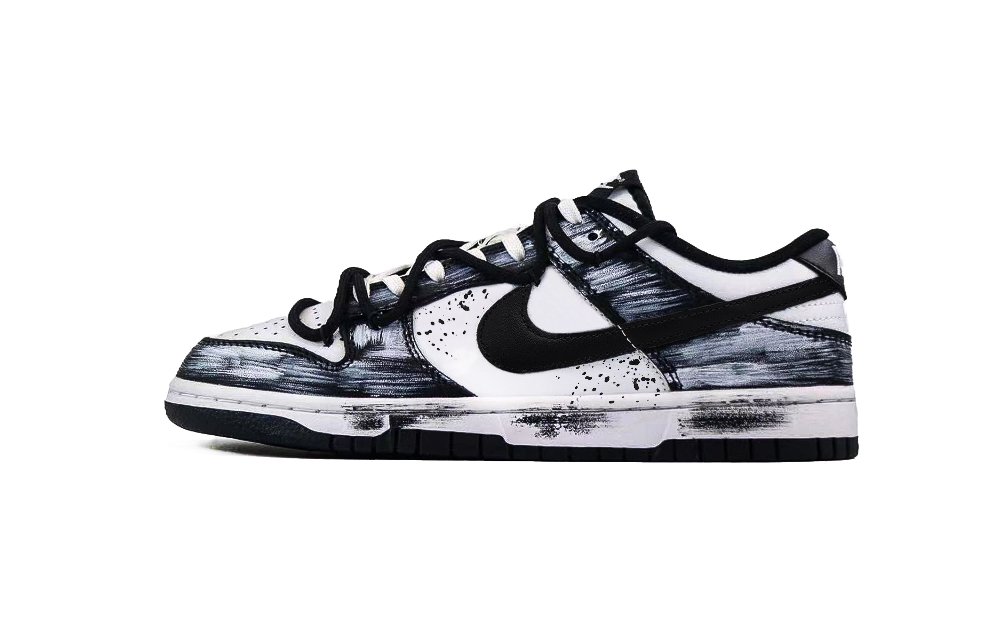 Nike Dunk Dark God Abrasion Resistant Low Top Skateboard Shoes Unisex Black White