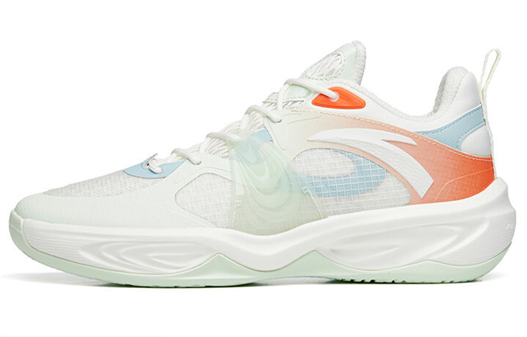 Anta Wind Cave 3 Cushioning Anti-Slip And Wear-Resistant Low-Top Performance Basketball Shoes White Green Orange