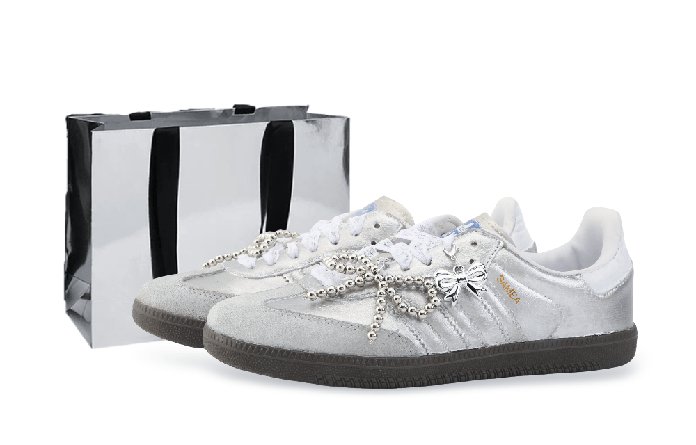 Adidas Originals SAMBA OG Drippy Abrasion Resistant Low top Skateboard Shoes Unisex Silver
