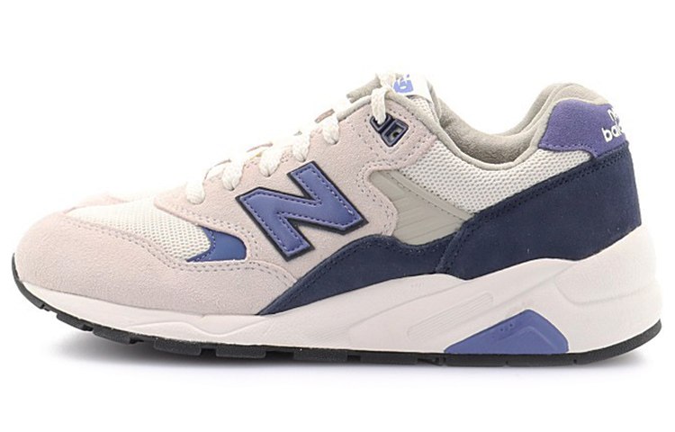 New Balance NB 580 Anti-Slip And Wear-Resistant Breathable Low-Top Casual Running Shoes Unisex Beige Navy Blue