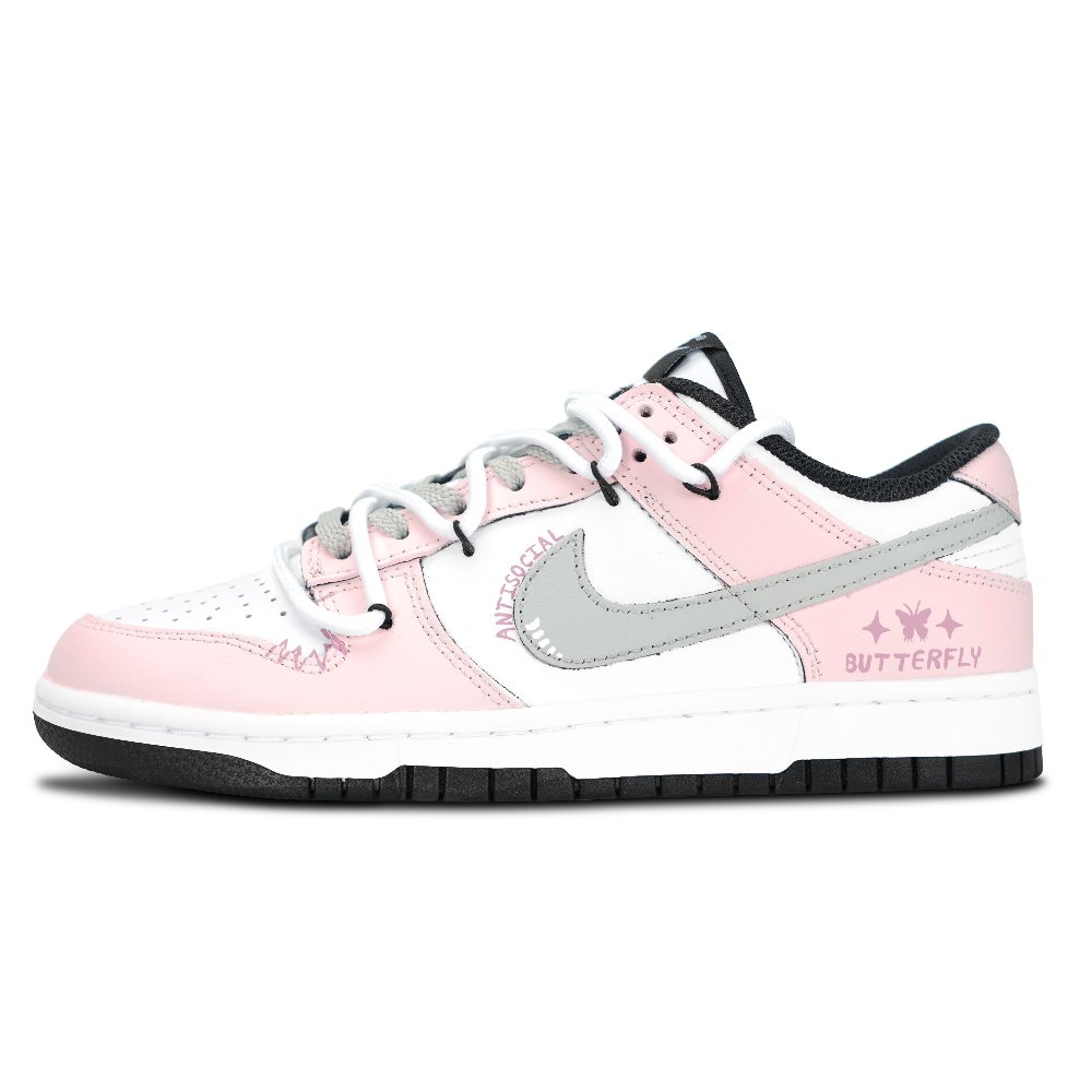 Nike Dunk Black White, Butterfly Stars Anti Slip Wear Resistant Low Top Skateboard Shoes Unisex Pink