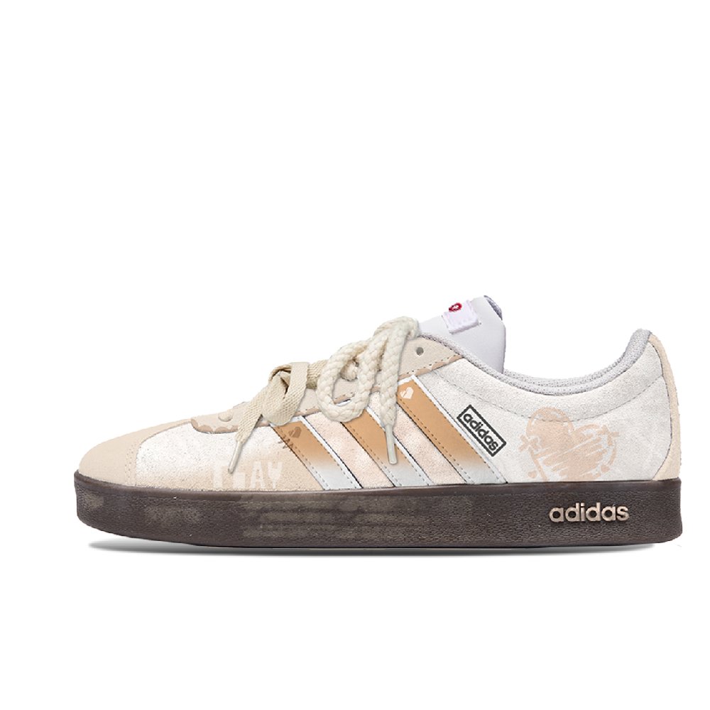 Adidas Neo VL Court 2.0 Da Vinci, Milk Coffee Anti Slip Wear Resistant Low Top Skateboard Shoes Unisex Yellow Brown