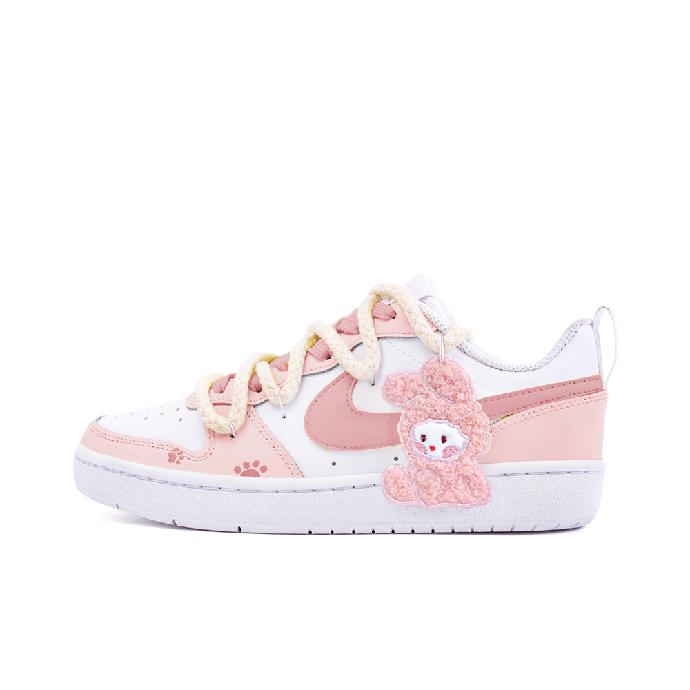 Nike Court Borough Low Pearl, Amber Anti Slip Wear Resistant Low Top Skateboard Shoes GS Pink