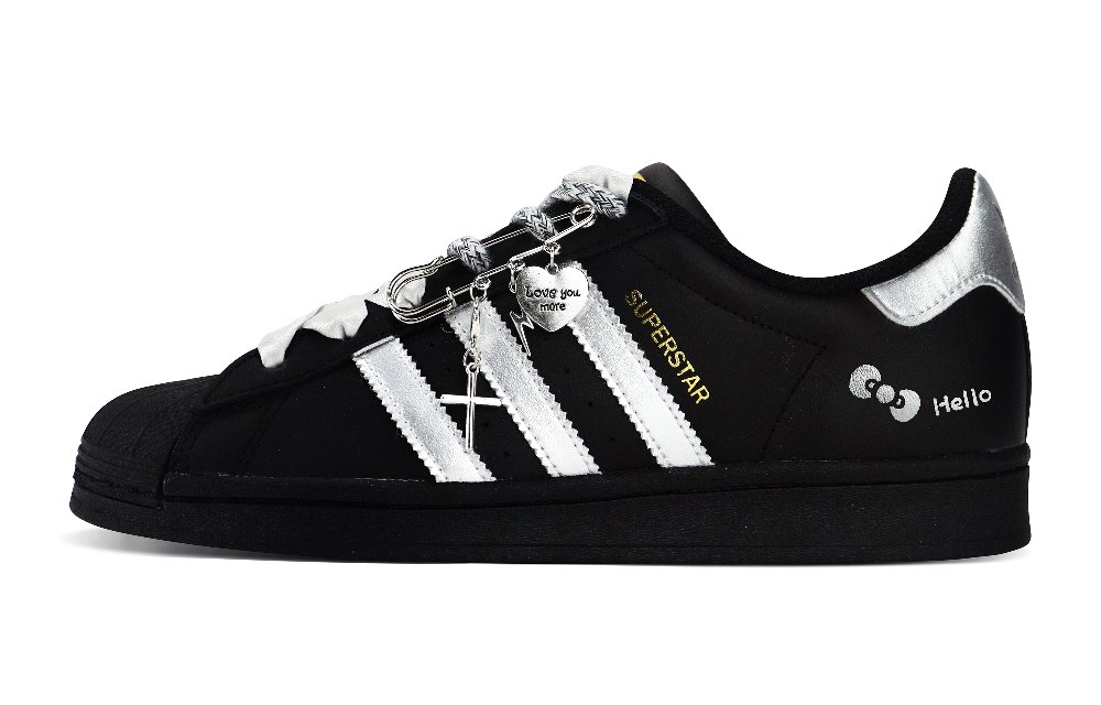 Adidas Originals SUPERSTAR Anti-Slip And Wear-Resistant Lightweight Low-Top Skateboard Shoes Unisex Black Silver