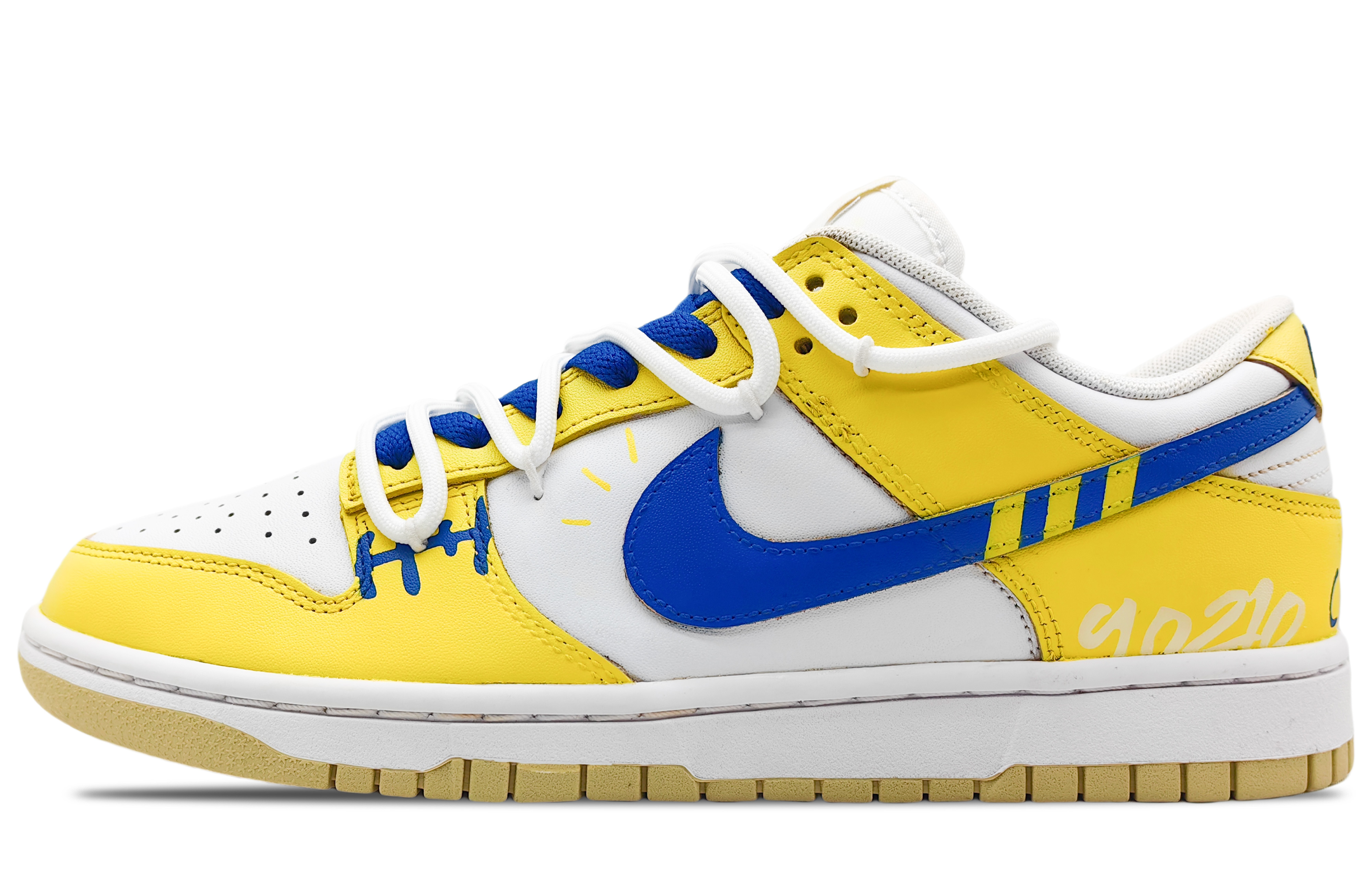 Nike Dunk Anti-Slip Wear-Resistant Low-Top Skateboard Shoes Men's Yellow Blue