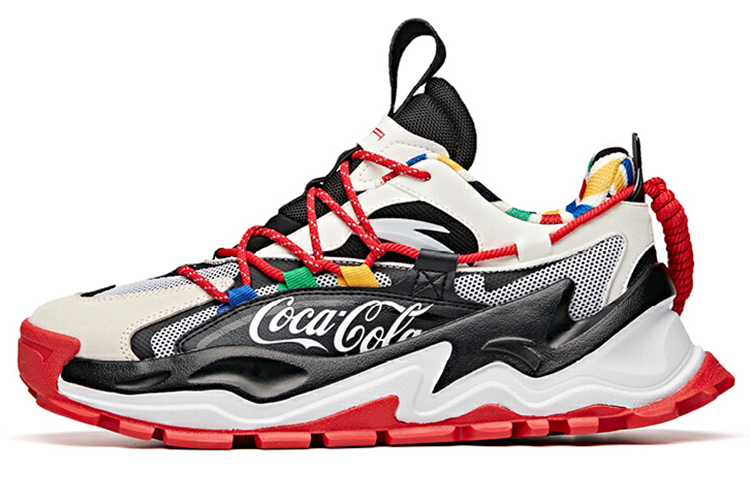 Coca Cola x Anta Hot Cushioning, Wear Resistant Low top Chunky Sneakers Men's Black White Red