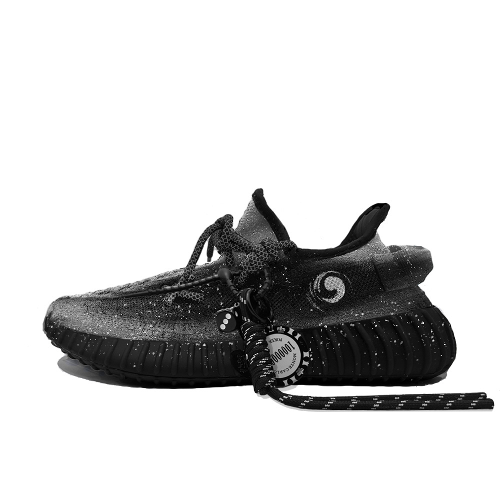 Adidas Originals Yeezy Boost 350 V2 Tai Chi Yin Yang Cushioning, Wear Resistant Low Top Casual Shoes Unisex Black