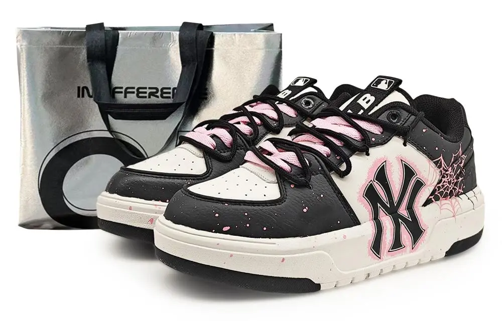 MLB Chunky Liner EIGHT No Sleep Abrasion Resistant Low Top Skateboard Shoes Unisex Black Pink