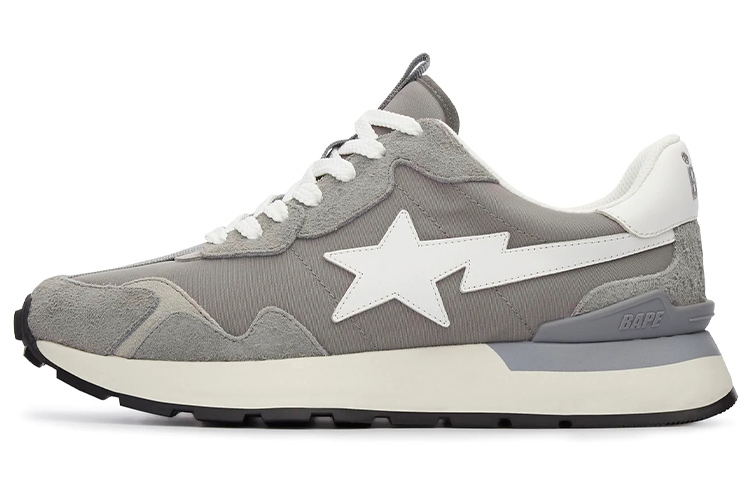 A BATHING APE ROAD STA EXPRESS Anti-Slip And Wear-Resistant Lightweight Low-Top Casual Shoes Men's Gray White