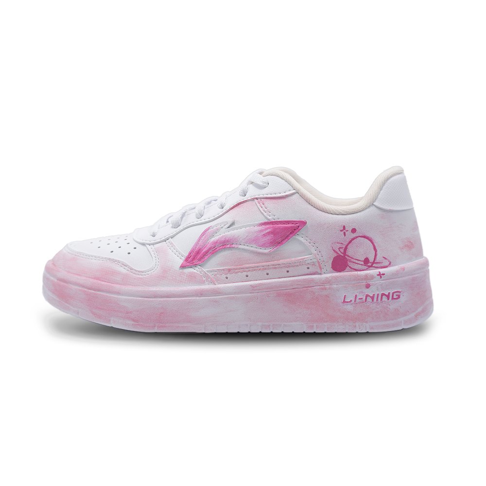 LiNing Pontoon Boats Anti Slip Wear Resistant Low Top Skateboard Shoes Women's Pink