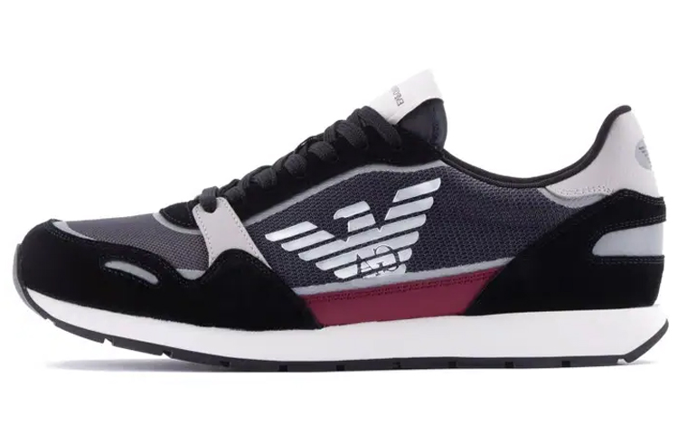 EMPORIO ARMANI Slip Resistant Breathable Low Top Sports Casual Shoes Men's Gray Black White