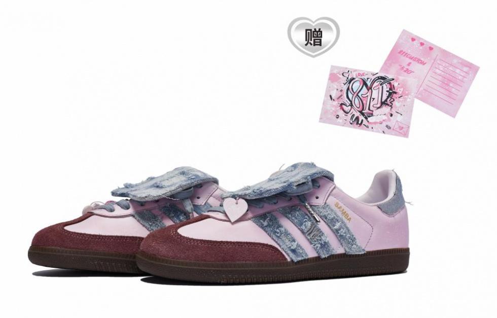 Adidas Originals 811 Manufacture Pink Heart Dream Low-Top Skateboard Shoes Unisex Pink Blue Red