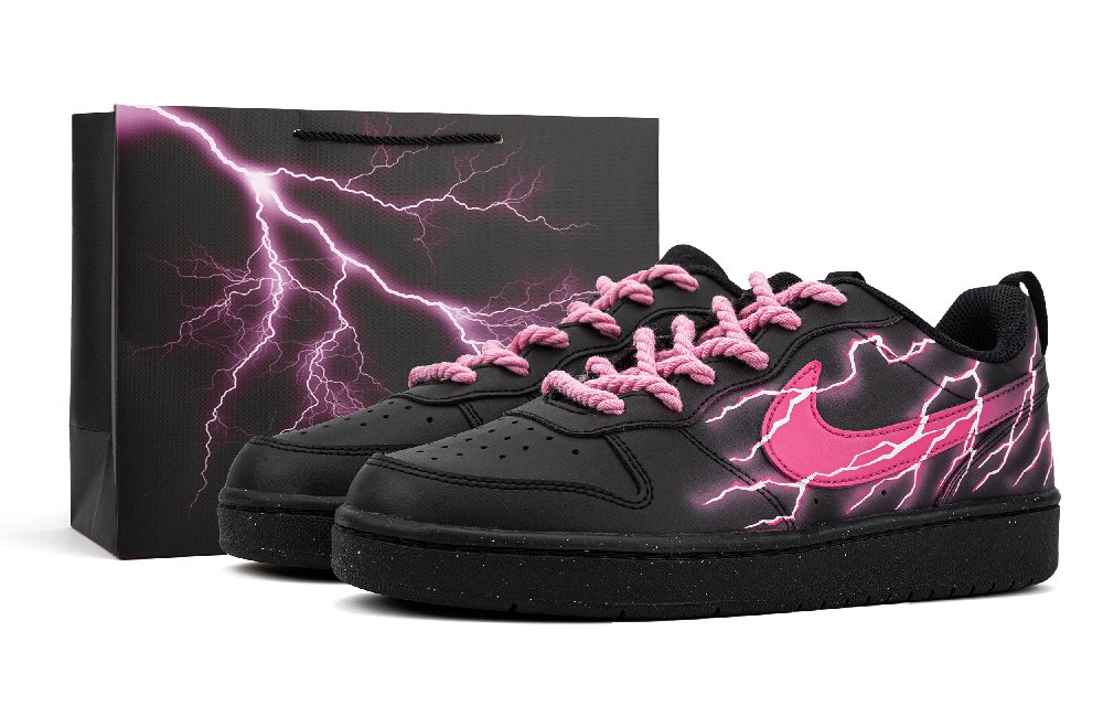 Nike Court Borough Anti-Slip And Wear-Resistant Lightweight Low-Top Skateboard Shoes Women's Black Pink