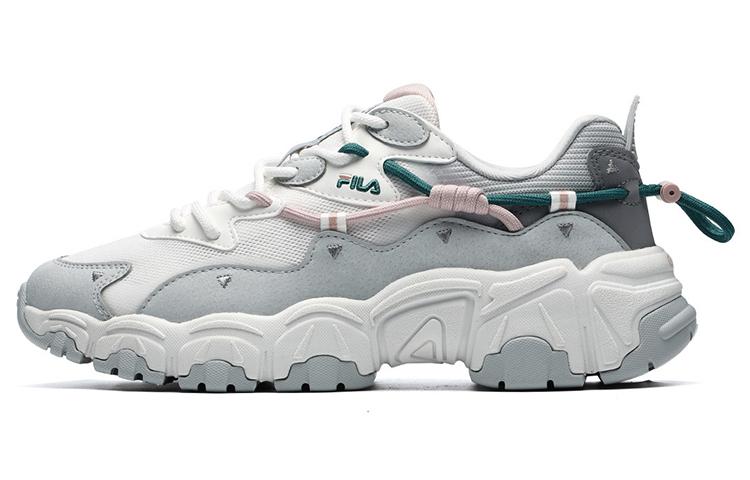 FILA Cushioned Anti-Slip Wear-Resistant Breathable Lightweight Low-Top Casual Running Shoes Women's White Gray