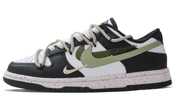 Nike Dunk Skateboard Shoes Women's Low-Top Black White Green