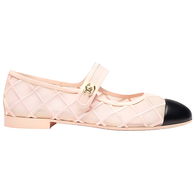 CHANEL Coco Beach 25M Flat Mary Jane Shoes Women's Pink