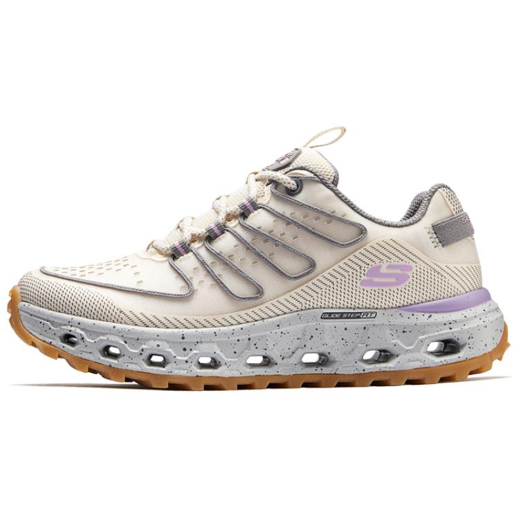 Skechers Glide Step Cloud Sea Slip Resistant Low Top Hiking Shoes Women's Beige Purple