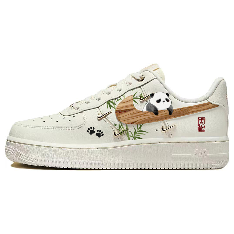 Nike Air Force 1 Anti-Slip Wear-Resistant Low-Top Skateboard Shoes Women's White Gold