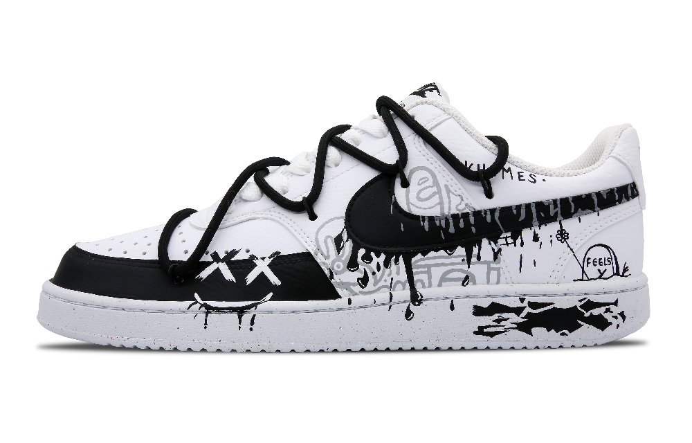 Nike Court Vision 1 Slip-Resistant Cushioning Wear-Resistant Lightweight Low-Top Skateboard Shoes Men's Black White
