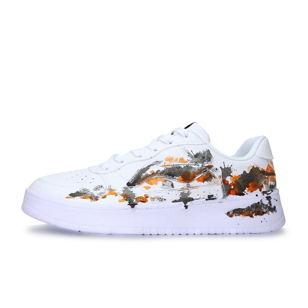 LiNing Pontoon Boats Abrasion Resistant, Lightweight, And Breathable Low top Skateboard Shoes Unisex White Black Orange