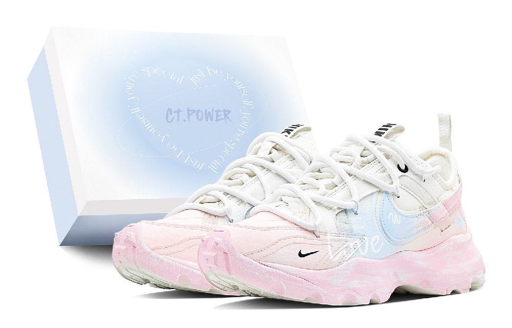 Nike TC 7900 Confession Graffiti Anti-Slip Wear-Resistant Low-Top Casual Shoes Women's White Pink Blue