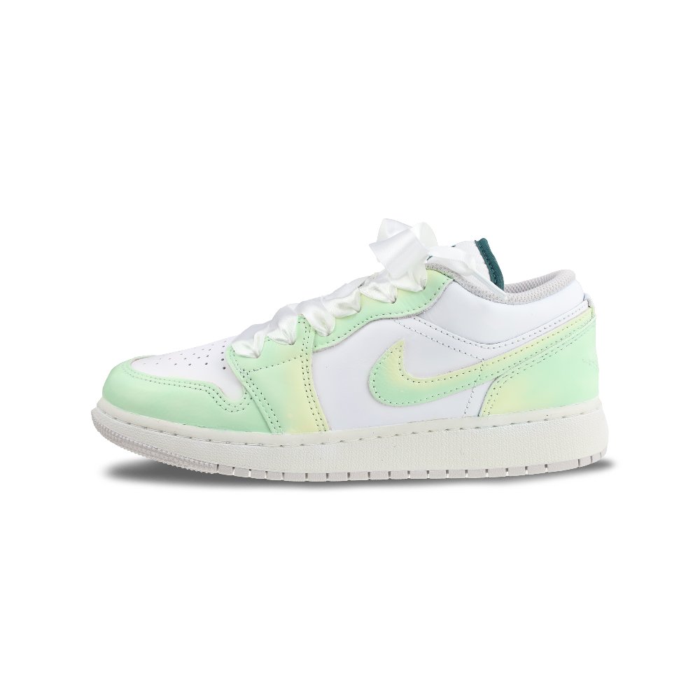 Jordan Air Jordan 1 Abrasion Resistant Low Top Vintage Basketball Shoes Unisex Yellow Green