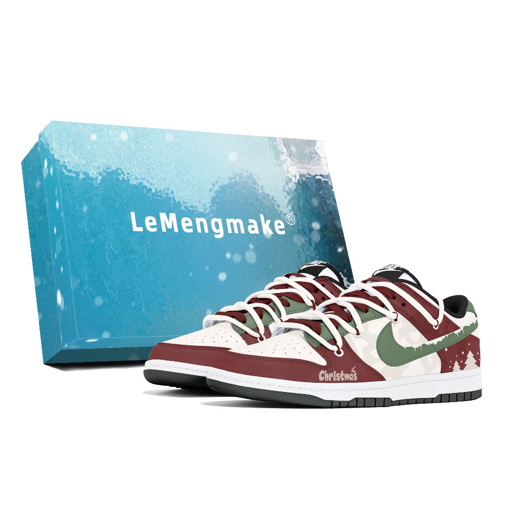 Nike Dunk Anti-Slip Wear-Resistant Low-Top Skateboard Shoes Unisex Red Green