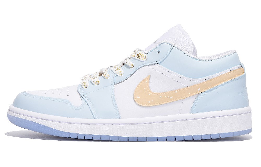 Jordan Air Jordan 1 Anti-Slip And Wear-Resistant Coverage Low-Top Vintage Basketball Shoes Women's White Blue