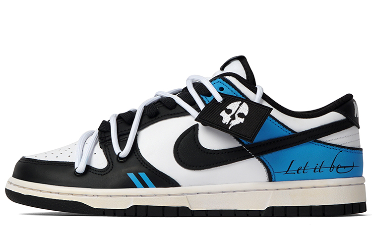 Nike Dunk Slip Resistant Cushioning Abrasion Resistant Low Top Skateboard Shoes Men's Black White Blue