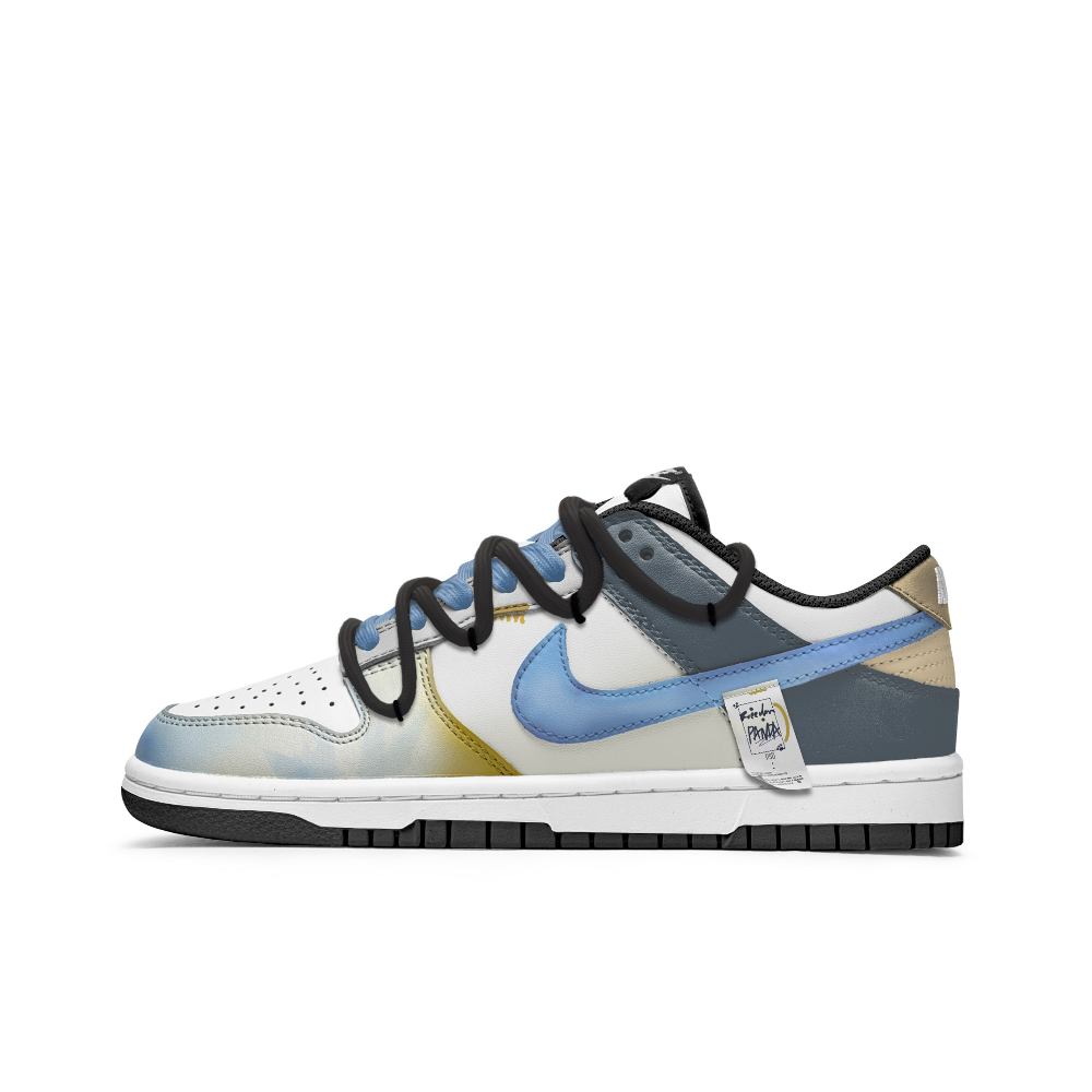 Nike Dunk Anti-Slip Wear-Resistant Low-Top Skateboard Shoes Unisex Blue White