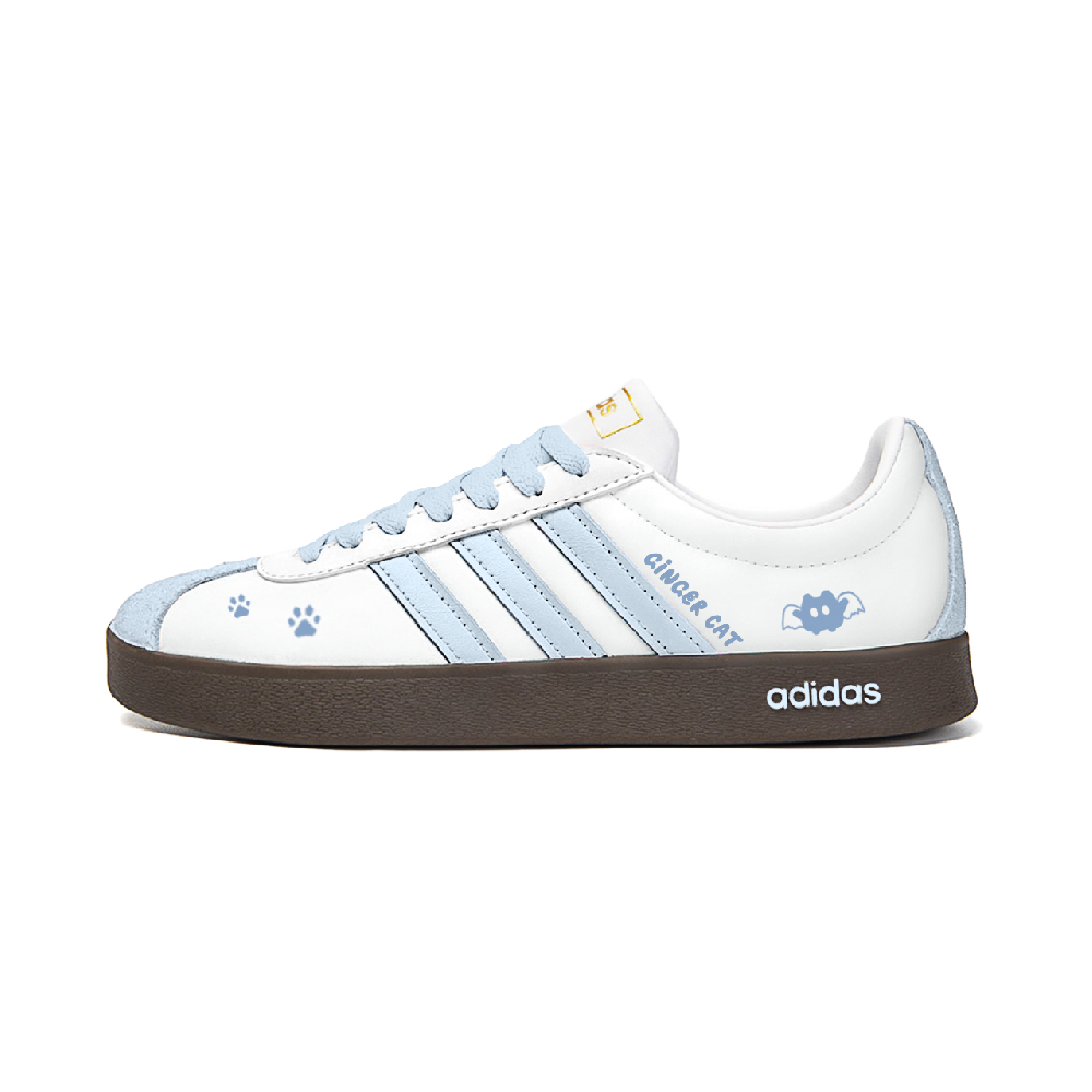 Adidas Vl Court Classic Cushioning, Wear Resistant Low Top Skateboard Shoes Unisex White Blue