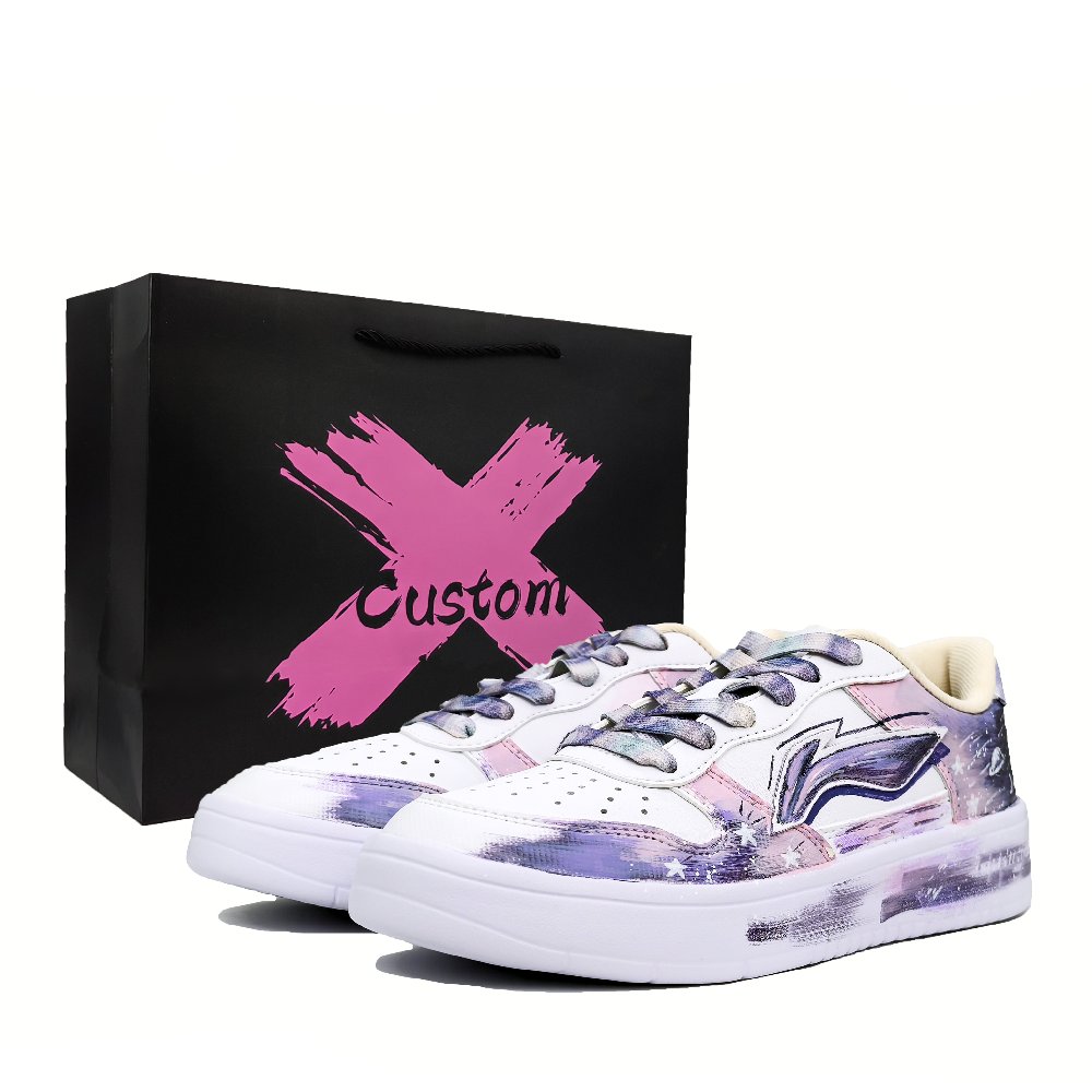 LiNing Pontoon Boats Abrasion Resistant Coverage Height Increase Low Top Skateboard Shoes Women's Dark Violet
