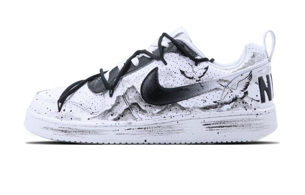 Nike Court Borough Slip Resistant Cushioning Abrasion Resistant Low Top Skateboard Shoes Men's Black White