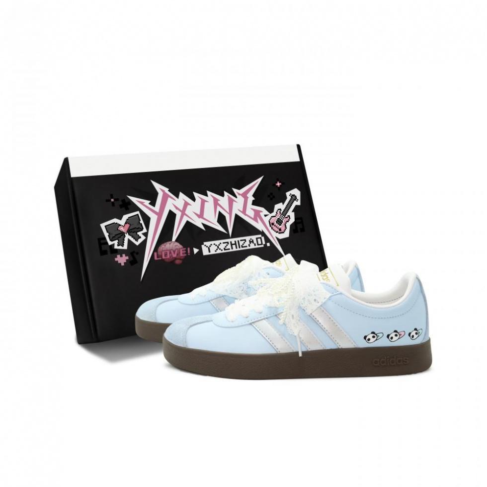 Adidas VL Court 2.0 Skateboard Shoes Unisex Low-Top Blue/Silver White