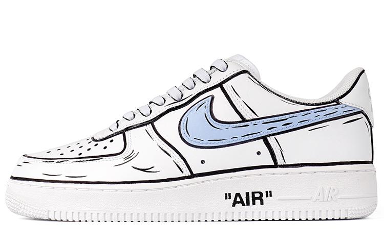 Nike Air Force 1 Low-Top Skateboard Shoes Men's White Blue