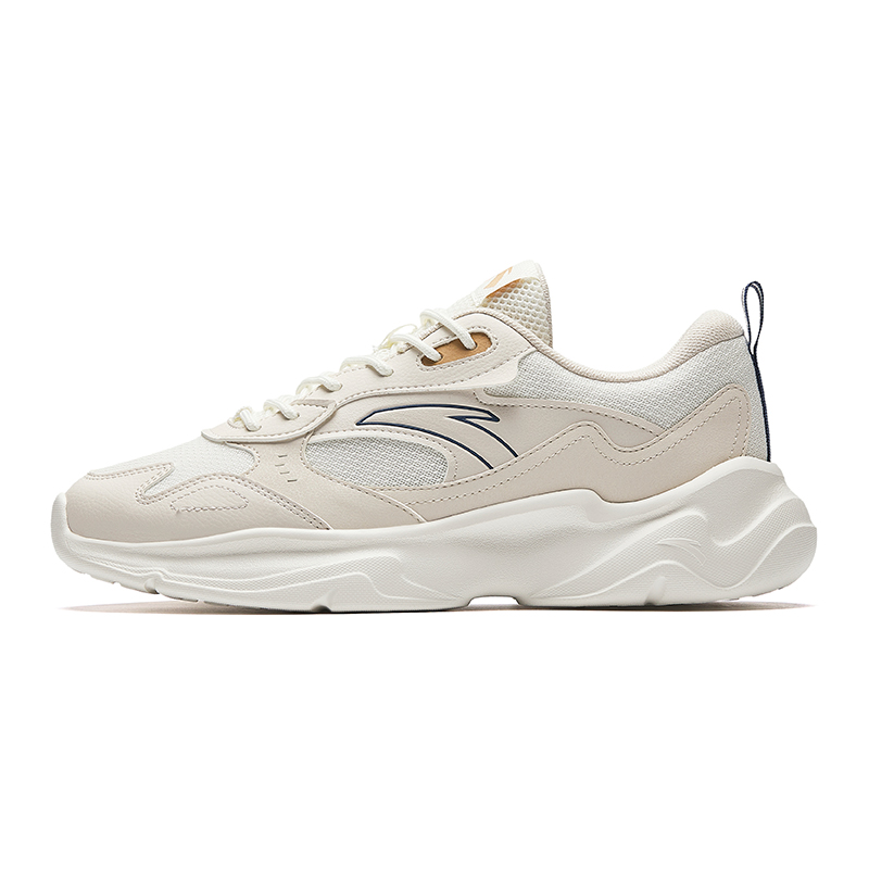 Anta Little Chunky Height Increasing Lightweight Breathable Low Top Casual Shoes Men's Ecru