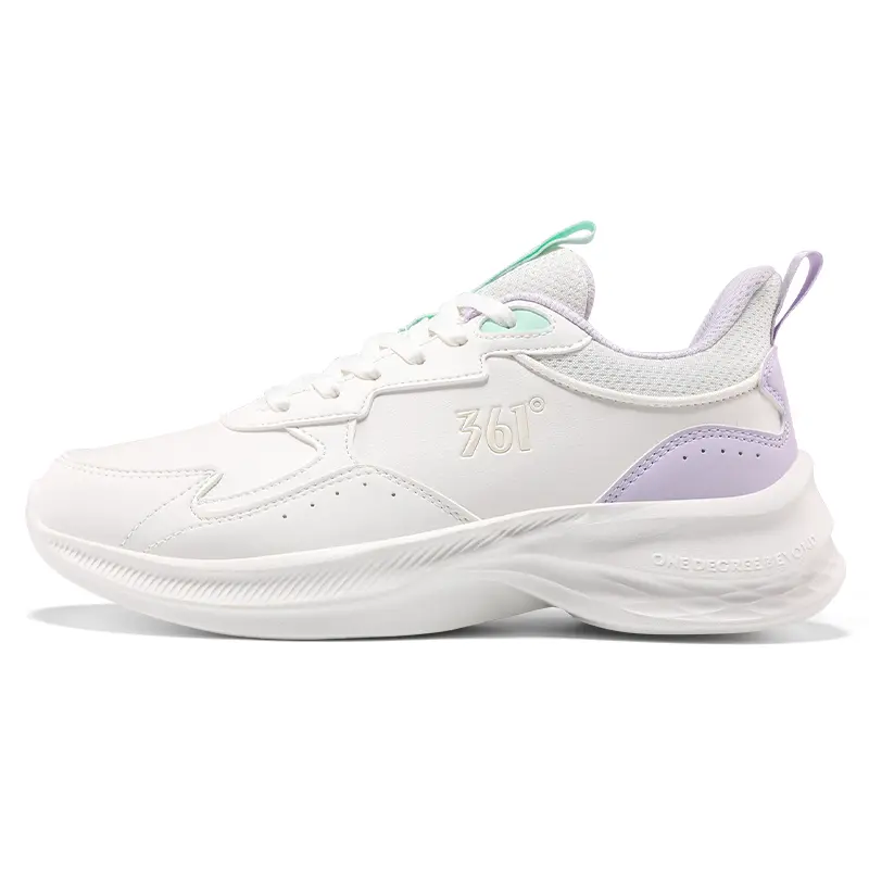 361° Anti-Slip Wear-Resistant Low-Top Casual Running Shoes Women's White Purple