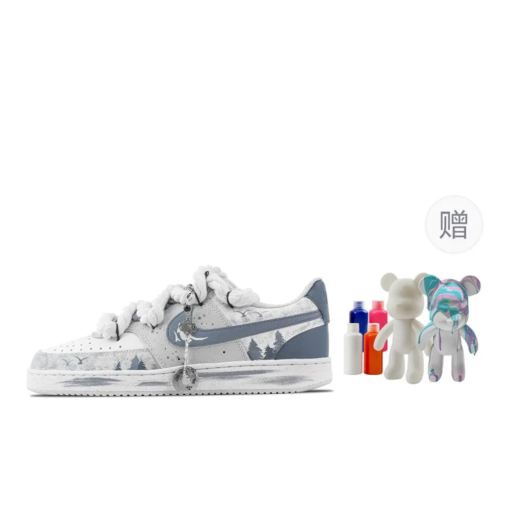 Nike Court Vision Blue Shadow Kobayashi, Fluid Bear Abrasion Resistant Low top Skateboard Shoes Men's Blue Gray
