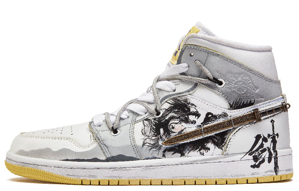 Jordan Air Jordan 1 Vintage Basketball Shoes Women's High Top Gray/White/Black