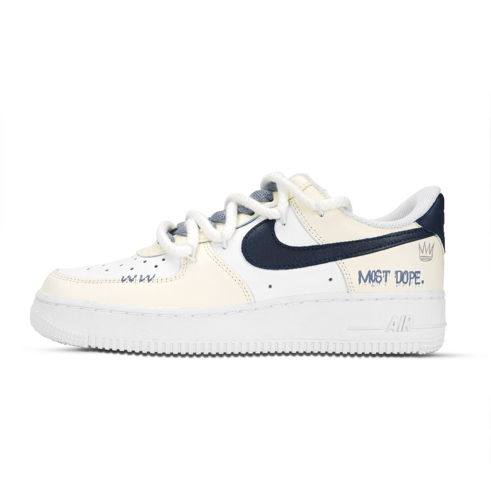 Nike Air Force 1 Air Force 1 Abrasion Resistant Slip Resistant Low Top Skateboard Shoes Unisex Yellow Blue White
