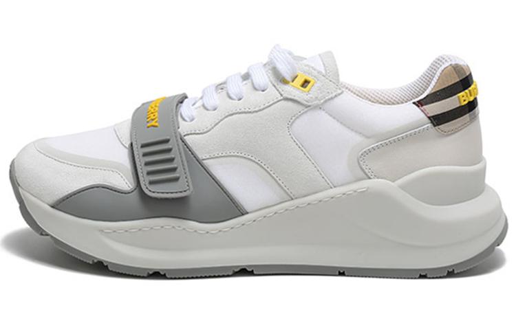 Burberry Vintage Non-slip Lightweight Low-Top Athletic Shoes Men's White Gray