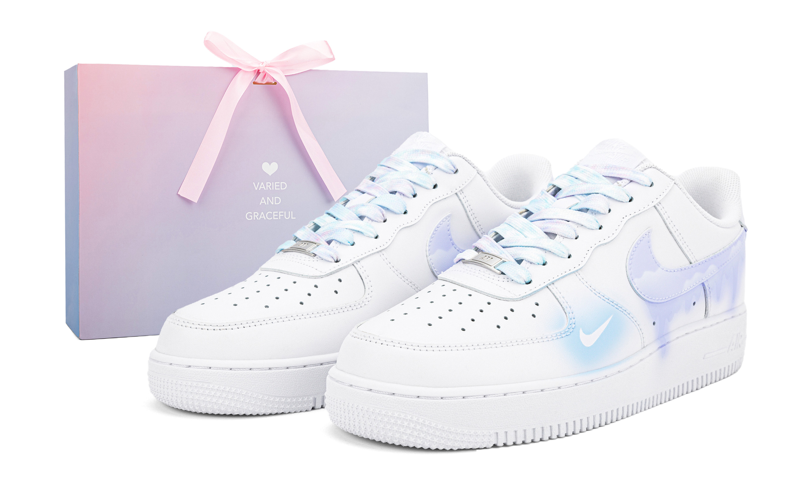 Nike Air Force 1 Low top Skateboard Shoes Men's White Blue Purple
