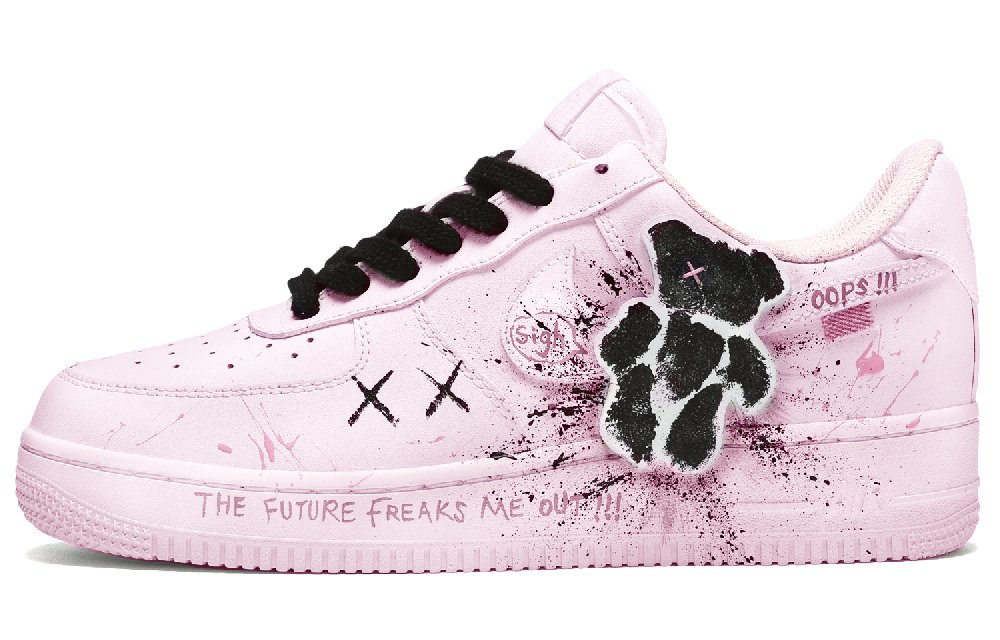 Nike Air Force 1 Low CUS ID Spring And Summer Outfit Ideas Low-Top Skateboard Shoes Women's Black Pink