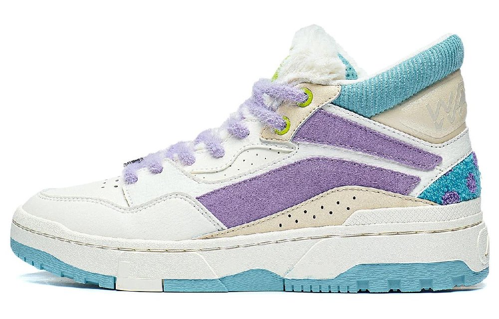 DISHINIGUAISHOUDAXUE x LiNing VIVO MID Wave MID Cushioning, Wear Resistant High Top Casual Shoes Women's White Purple