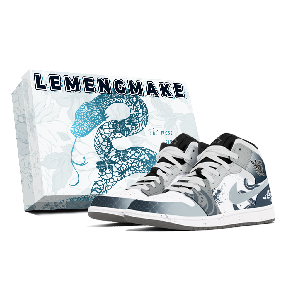 Jordan Air Jordan 1 Abrasion-Resistant Mid-Top Vintage Basketball Shoes Unisex Blue White