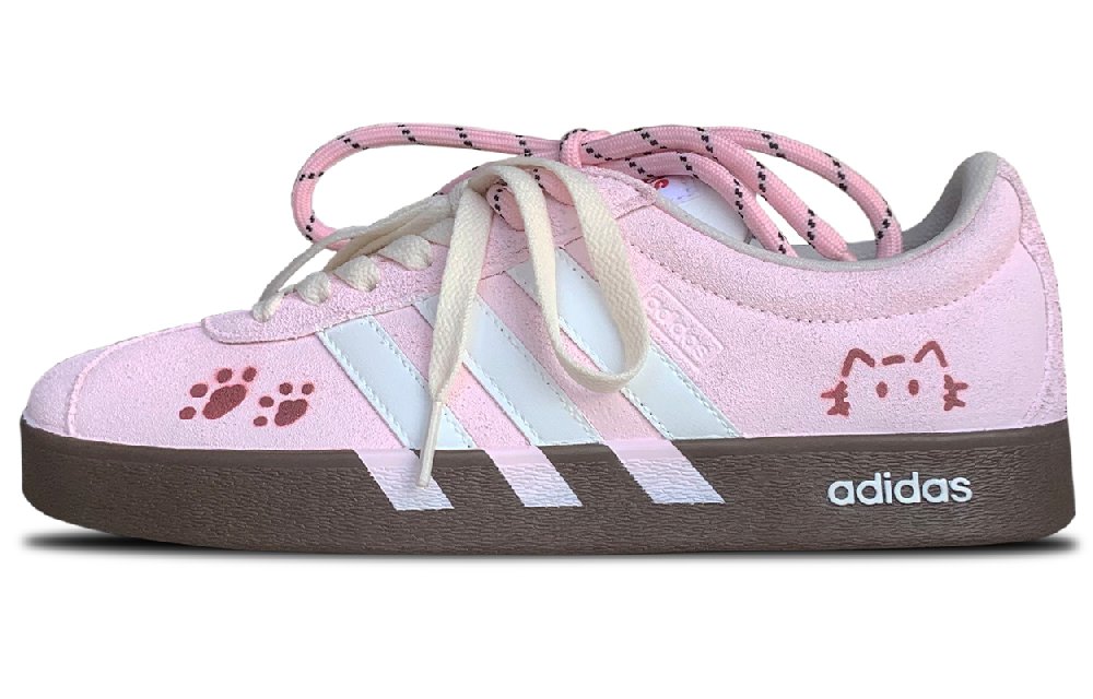 Adidas VL COURT 2.0 Wear resistant And Lightweight Low top Skateboard Shoes Unisex Pink White