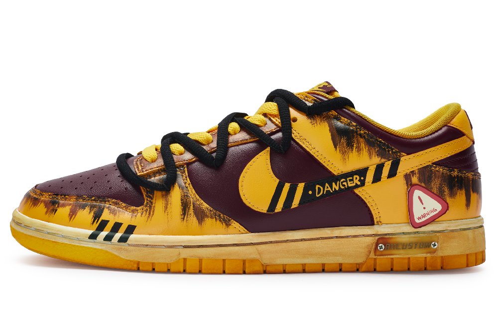 Nike Dunk Low 811 Manufacture Warning Line Anti-Slip Wear-Resistant Low-Top Skateboard Shoes Men's Red Yellow