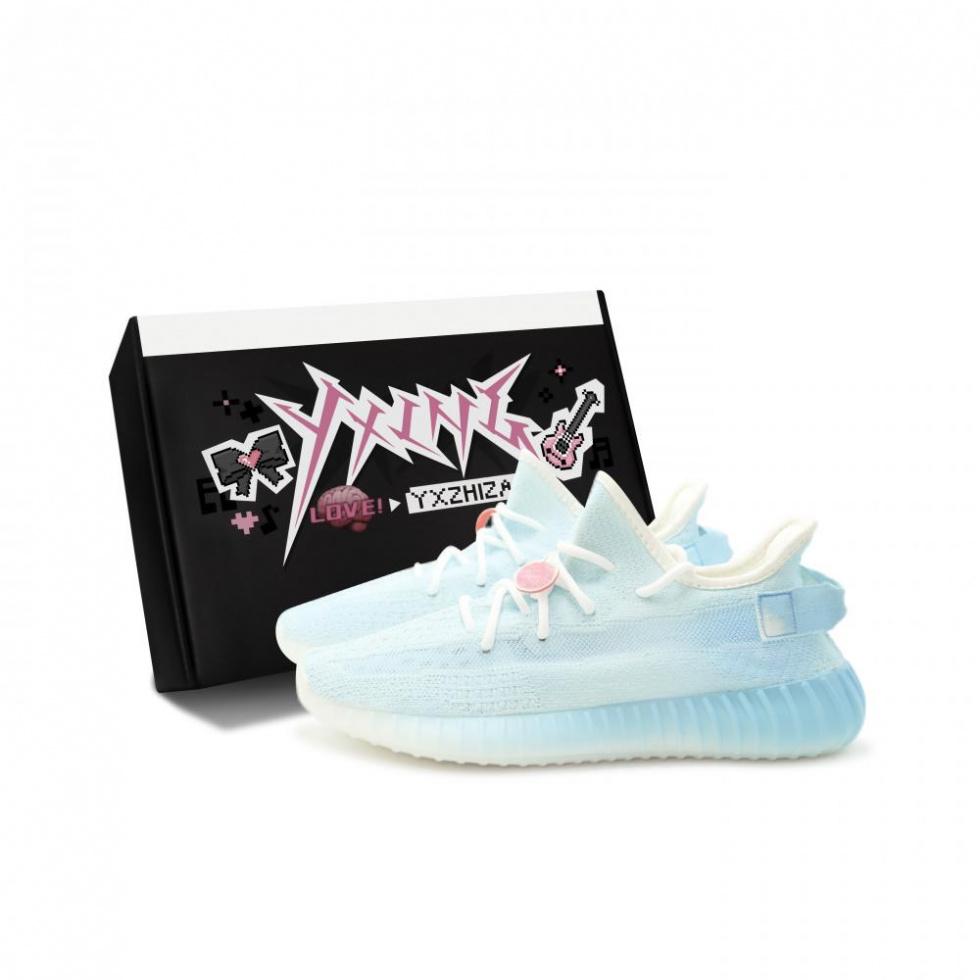 Adidas Originals Yeezy Boost 350 V2 Slip-Resistant Low-Top Casual Shoes Unisex Ice Blue