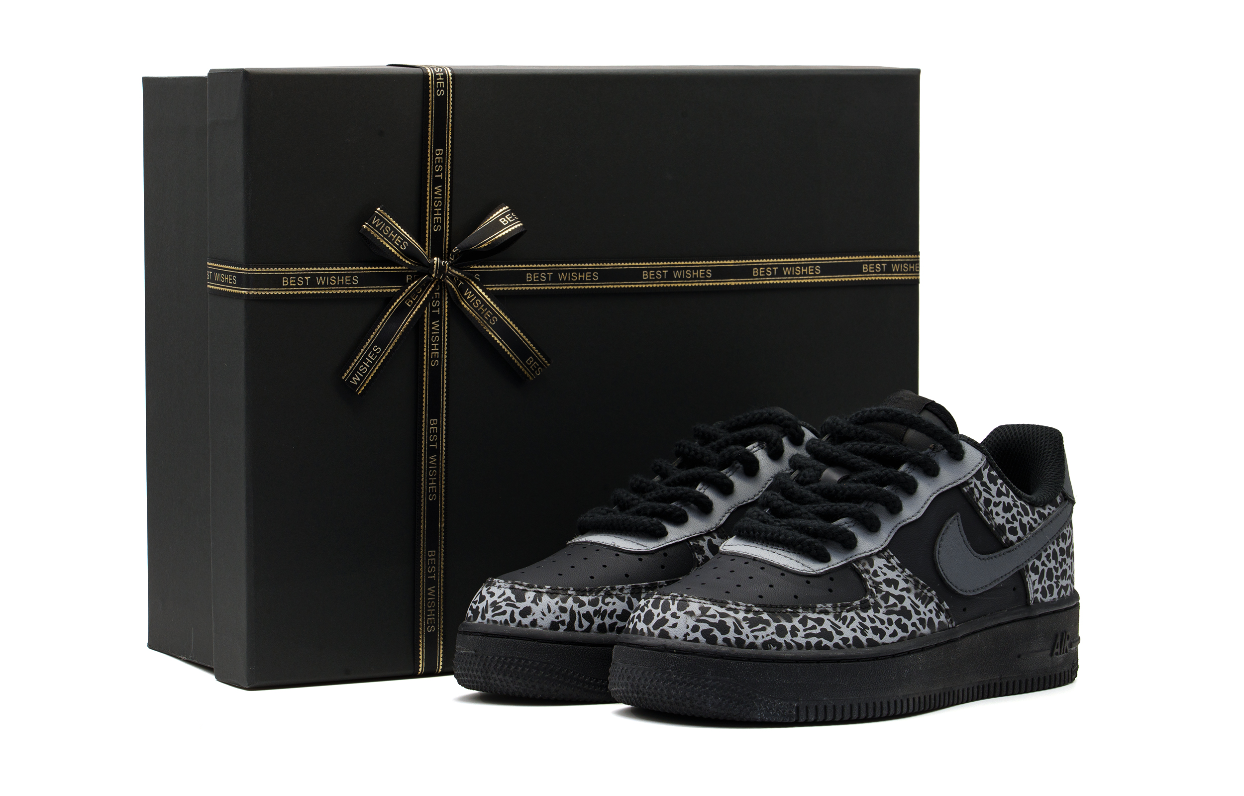 Nike Air Force 1 Abrasion Resistant Low top Skateboard Shoes Unisex Black Gray